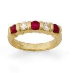 5 gem Ruby and diamond ridge ring Ruby and diamond ridge ring band